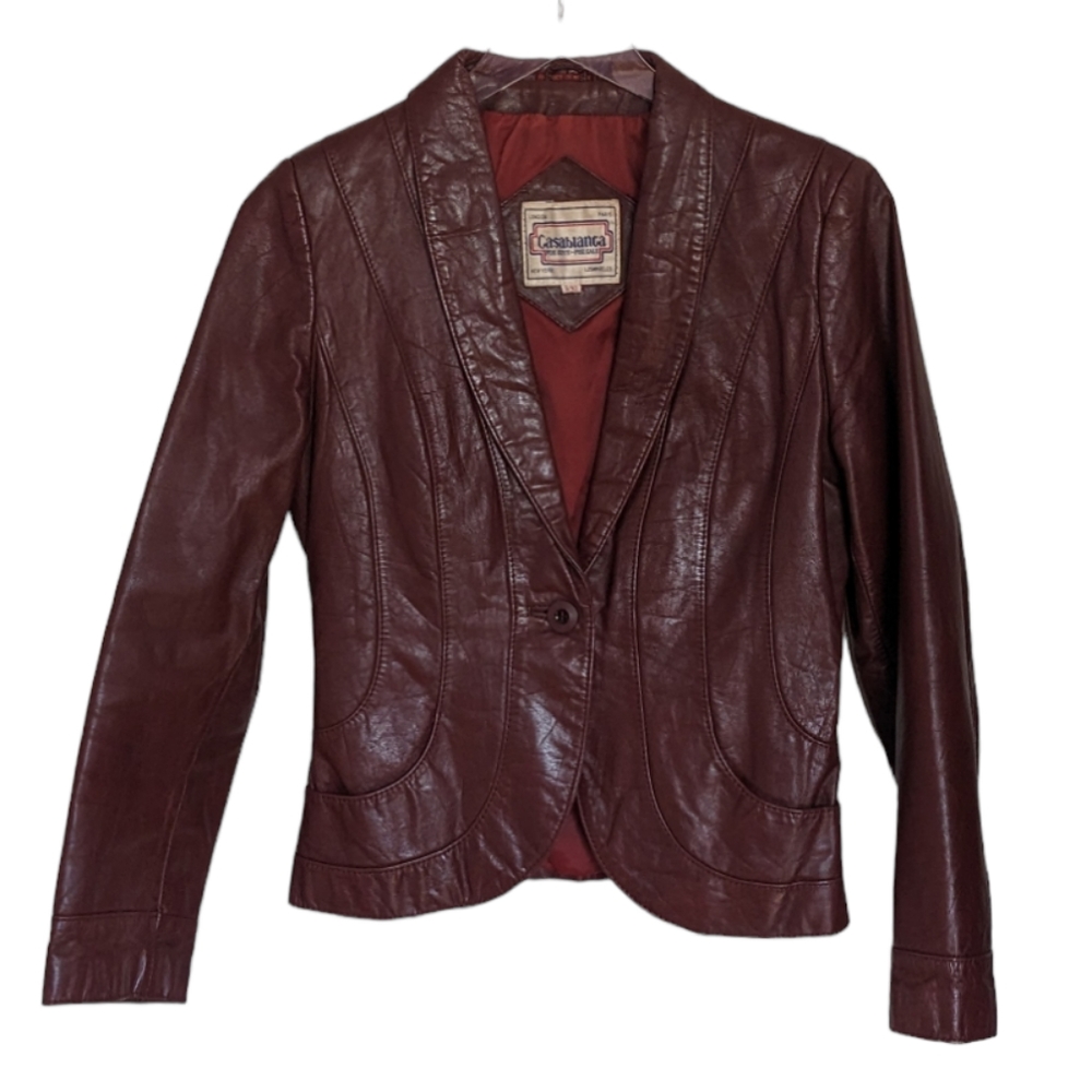Casablanca Vintage Oxblood Leather Jacket